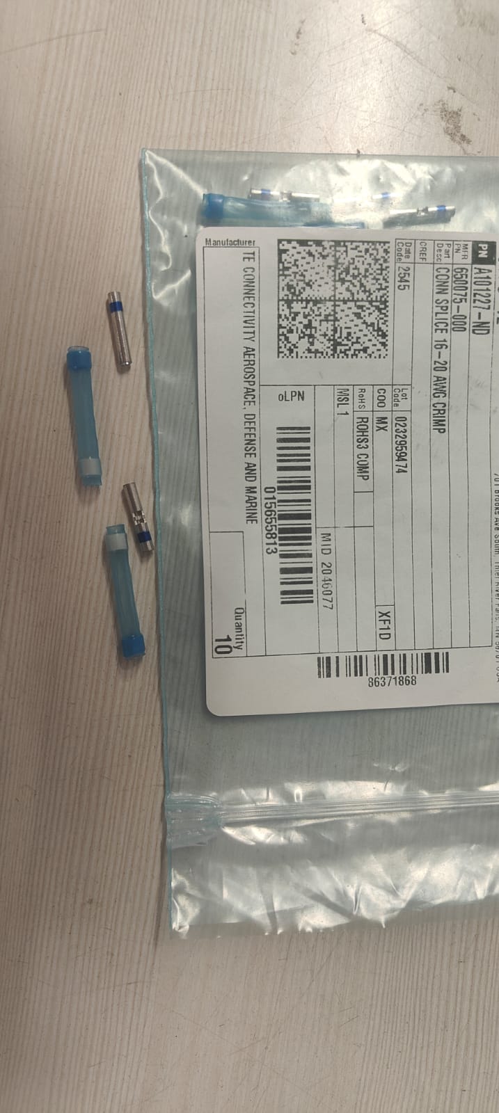 D-436-36	CONN SPLICE 16-20 AWG CRIMP, IN LINE WIRE CONNECTOR