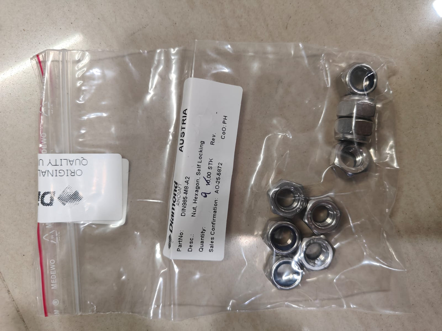 DIN 985-M8-A2	NUT, HEXAGON, SELF LOCKING
